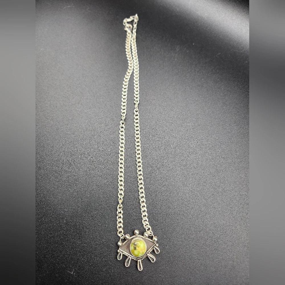 Palamino Turquoise Evil Eye Sterling Silver Curb Chain Necklace - Picture 8 of 8